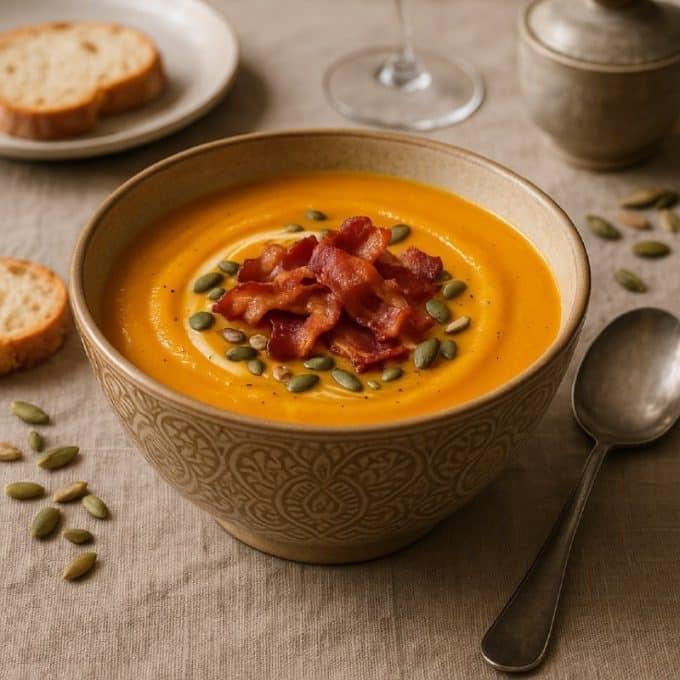 Тыквенный суп с беконом
