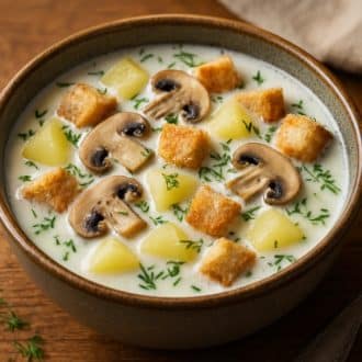 Молочный суп с грибами