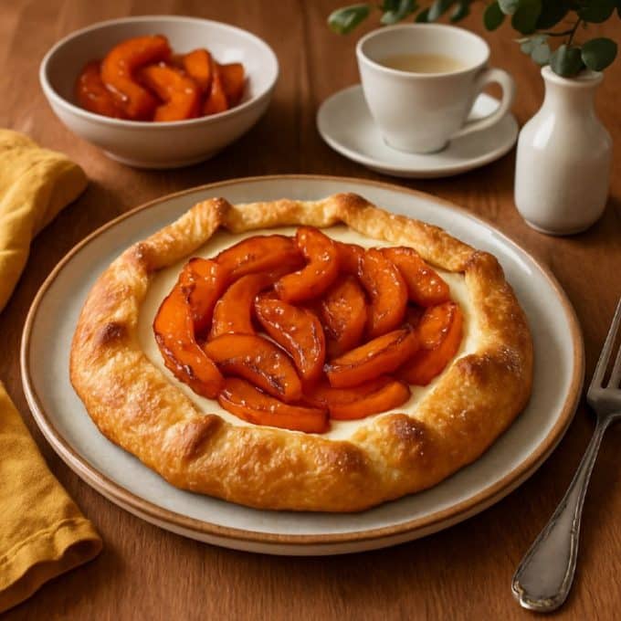 Творожно-песочная галета с карамелизированной тыквой