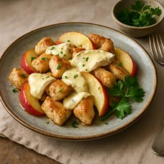 Куриная грудка с яблоками и сыром Бри