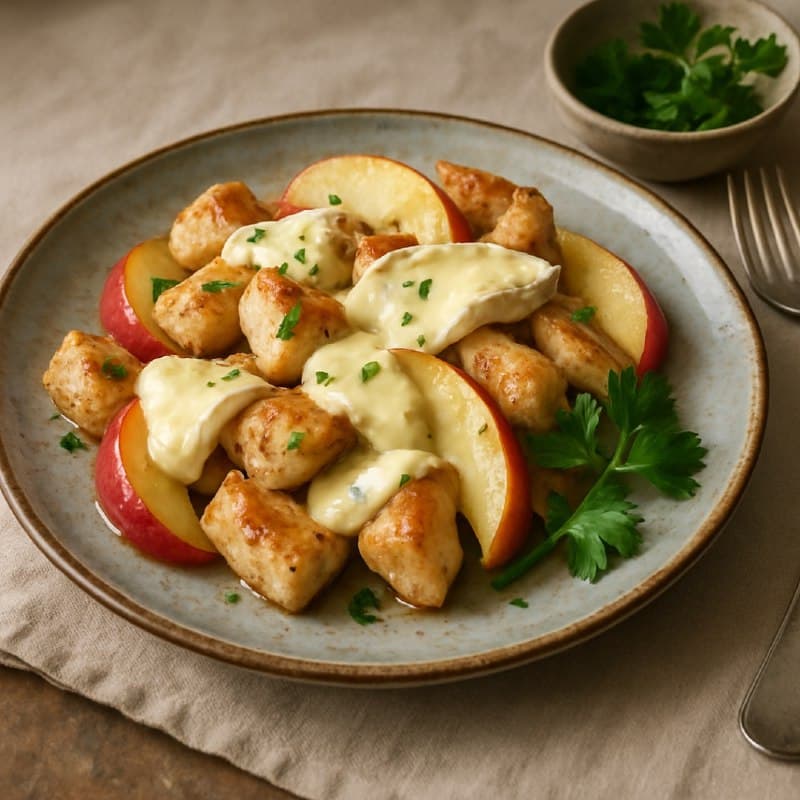 Куриная грудка с яблоками и сыром Бри