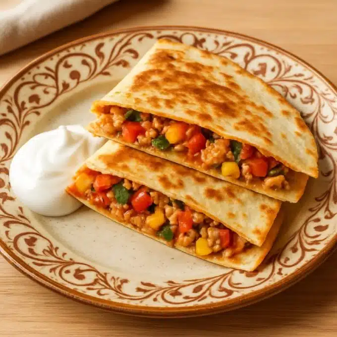 Кесадилья с куриным фаршем