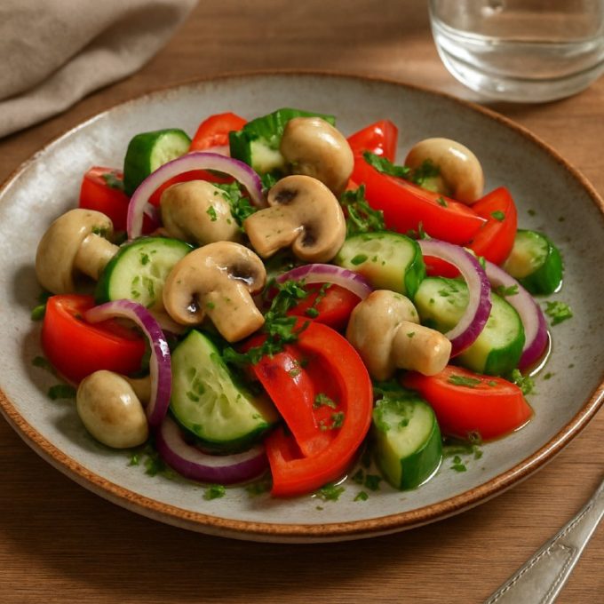 Салат с маринованными шампиньонами