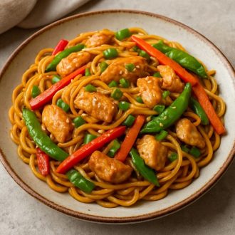 Лапша с курицей и овощами по-азиатски
