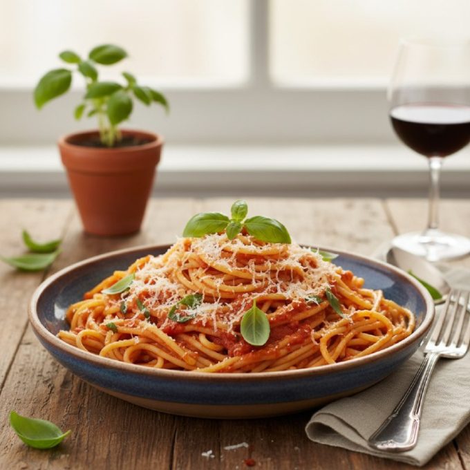 Спагетти с томатным соусом