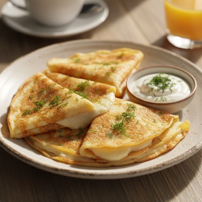 Сырные блины с укропом