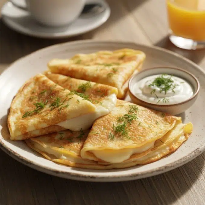 Сырные блины с укропом