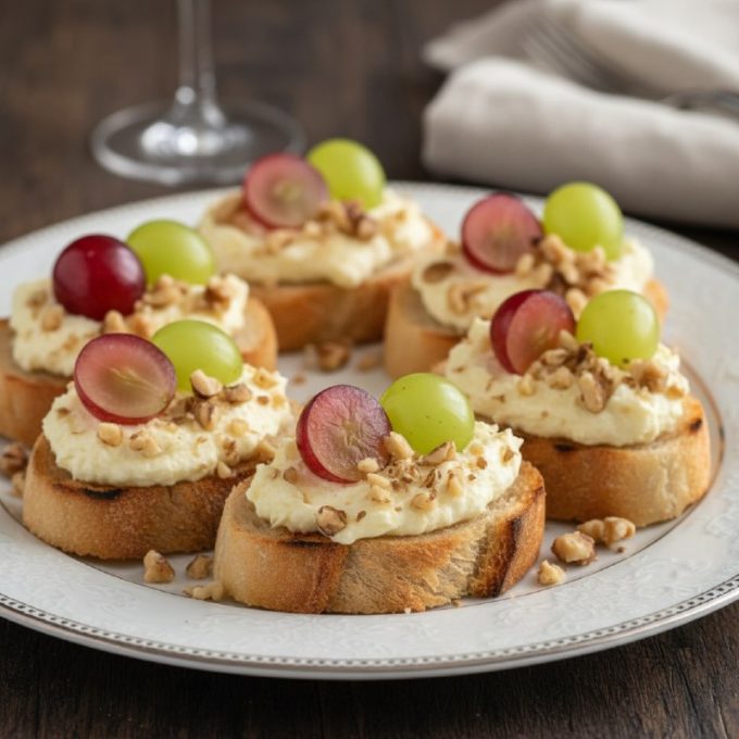 Канапе с сыром и виноградом