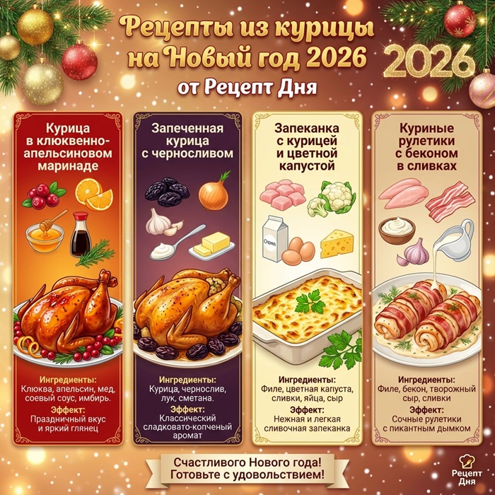Блюда из курицы для новогоднего стола 2026