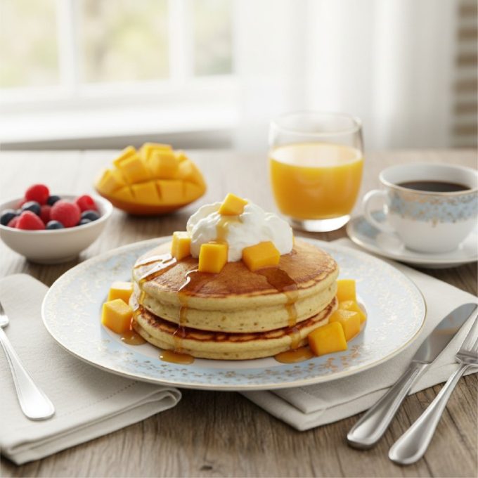 Блин с кремом и кусочками манго