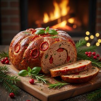 Мясной хлеб с томатами