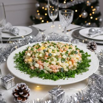 Салат с семгой и сыром