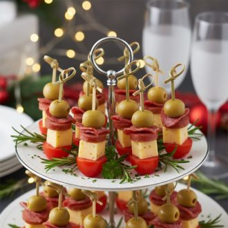 Канапе с колбасой и сыром