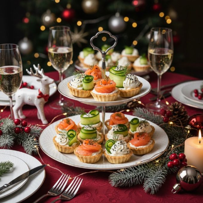 Тарталетки с семгой и сливочным сыром