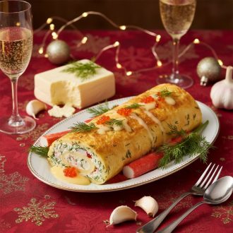 Сырный рулет с крабовыми палочками