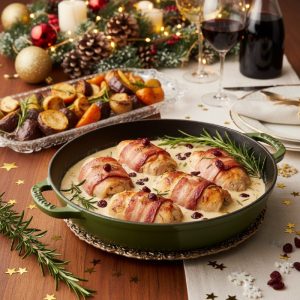 Куриные рулетики с беконом в сливках