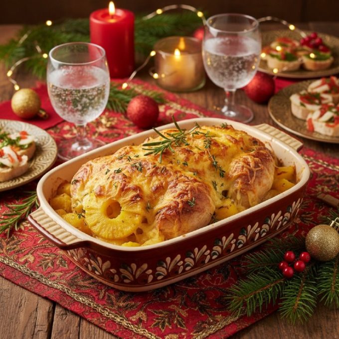 Курица с ананасом в духовке