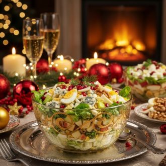 Салат с сыром и яблоками “Помпадур”