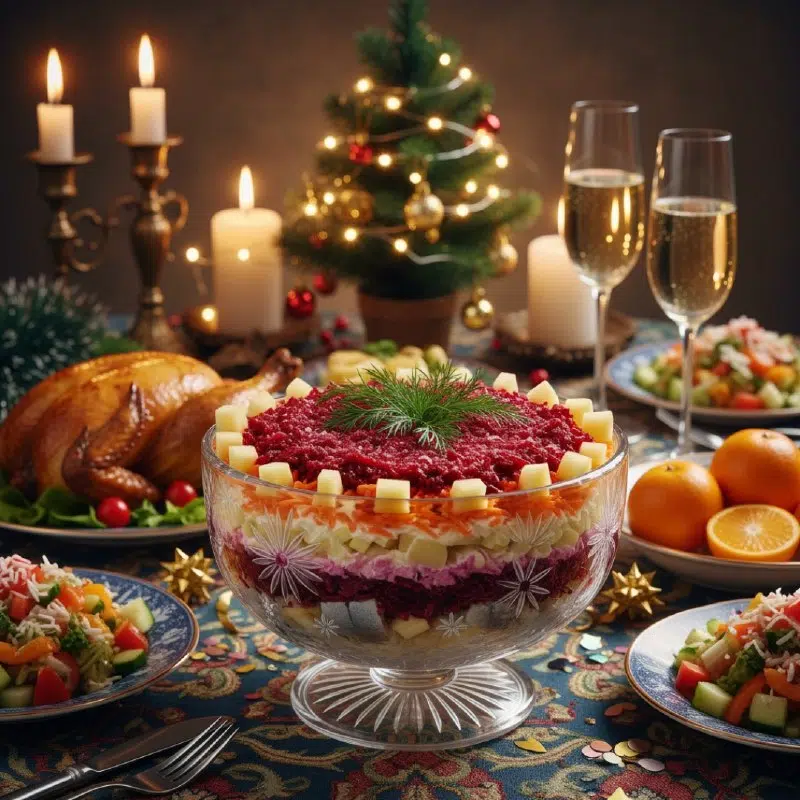 Селедка под шубой с яблоком