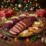 Утиная грудка с капустой и картофельными оладьями