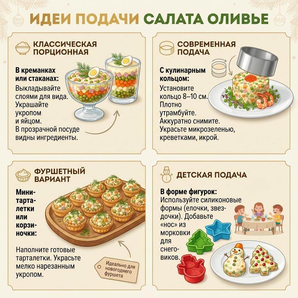 Идеи подачи салата Оливье