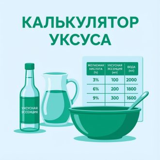 Как развести уксус 70% до 9% — калькулятор уксуса и таблица пропорций