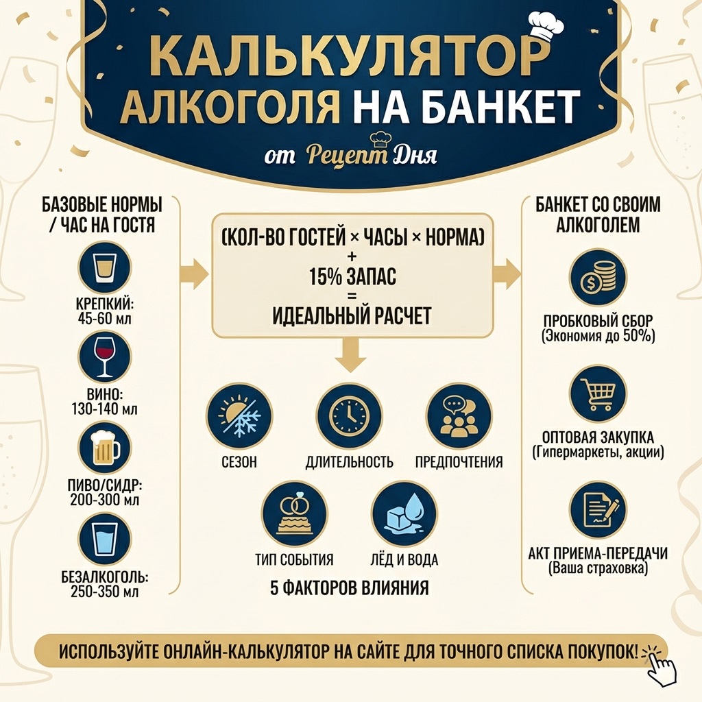 Калькулятор алкоголя на банкет сколько и какого алкоголя купить на праздник