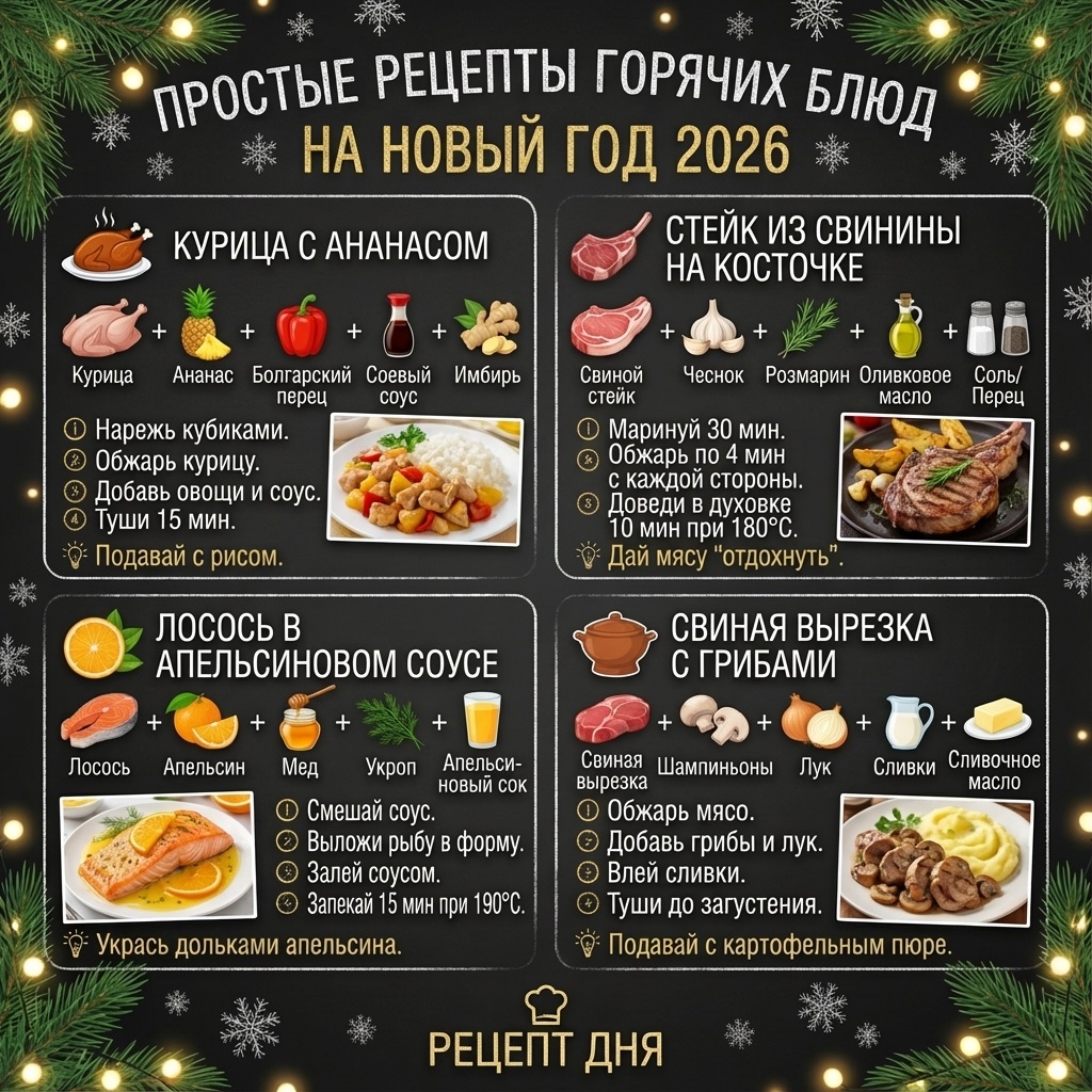 Простые рецепты горячего на Новый год 2026