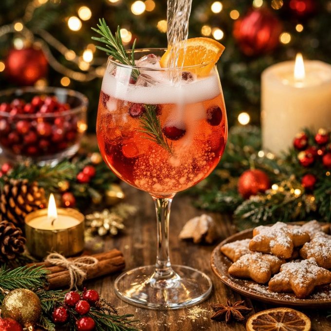 Долейте игристое, затем газированную воду.