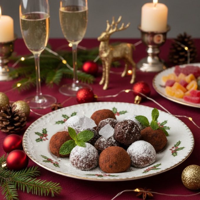 Шоколадные трюфели с мятой