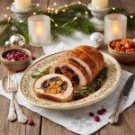 Рулет из индейки с черносливом и хурмой