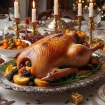 Гусь с яблоками и черносливом