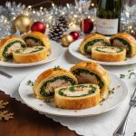 Рулет из слоёного теста с индейкой