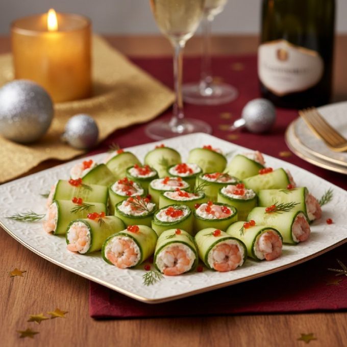 Мини-роллы из огурца