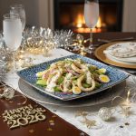 Салат с кальмарами и огурцом