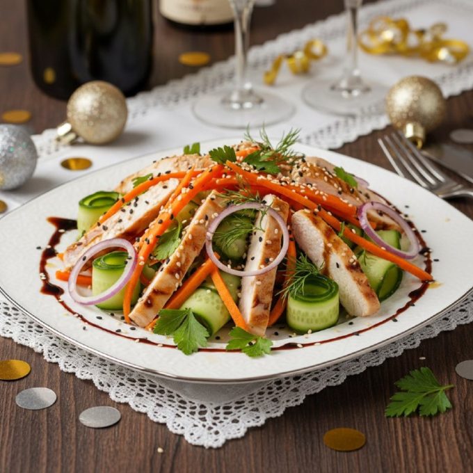 Салат с корейской морковью и огурцом