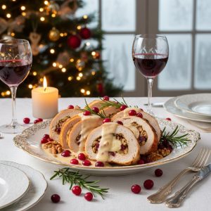 Куриный рулет с клюквой