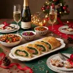 Рулет со шпинатом и красной рыбой