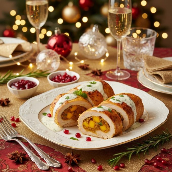 Куриный рулет с манго и карри