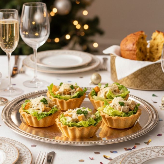 Тарталетки с салатом «Цезарь»