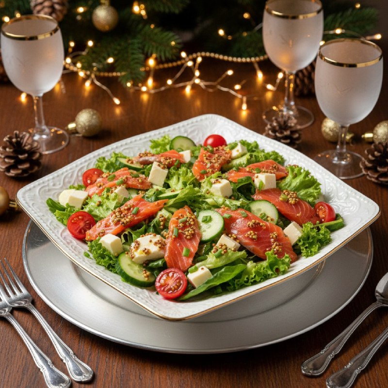 Салат с семгой и сыром