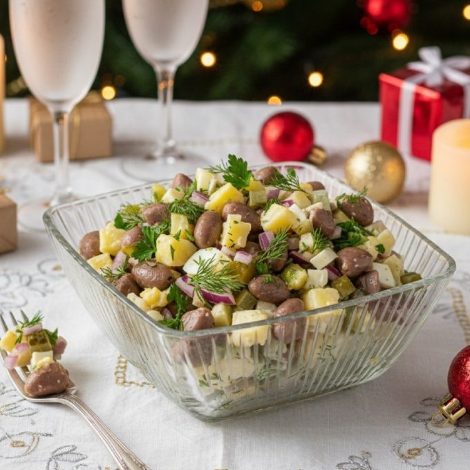 Салат с куриными сердечками