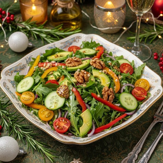 Овощной салат с ореховой заправкой