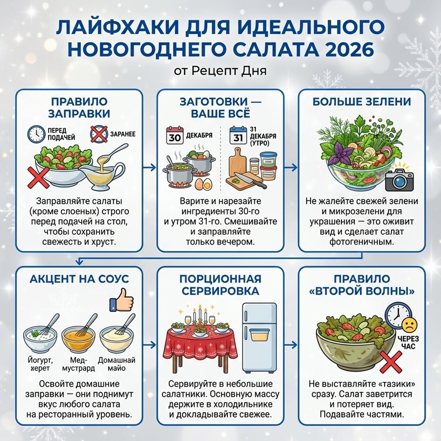 Лайфхаки для идеального новогоднего салата