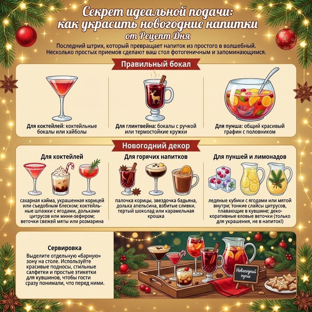 Секрет идеальной подачи как украсить новогодние напитки