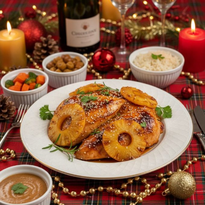 Курица с ананасом в духовке