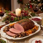 Ростбиф с грибами и морковью