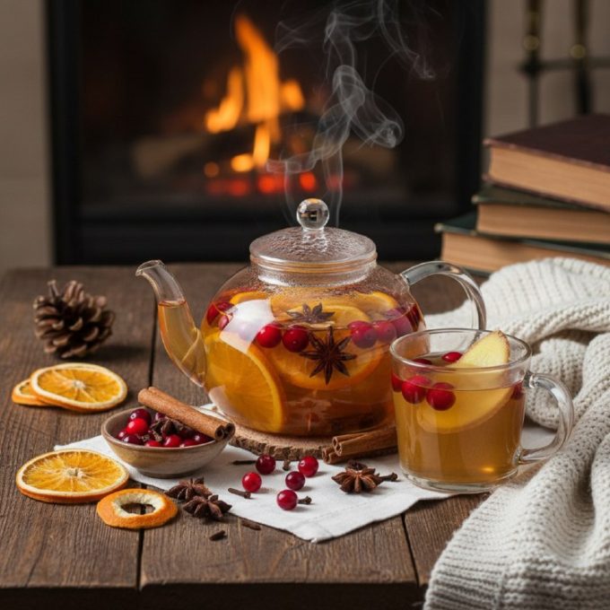 Имбирный чай с клюквой