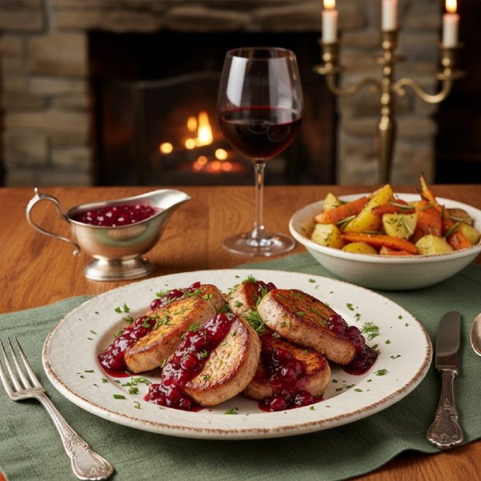 Медальоны из свинины с клюквенным соусом