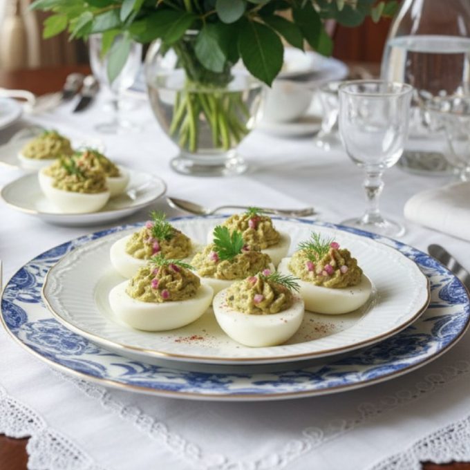 Яйца, фаршированные печенью трески
